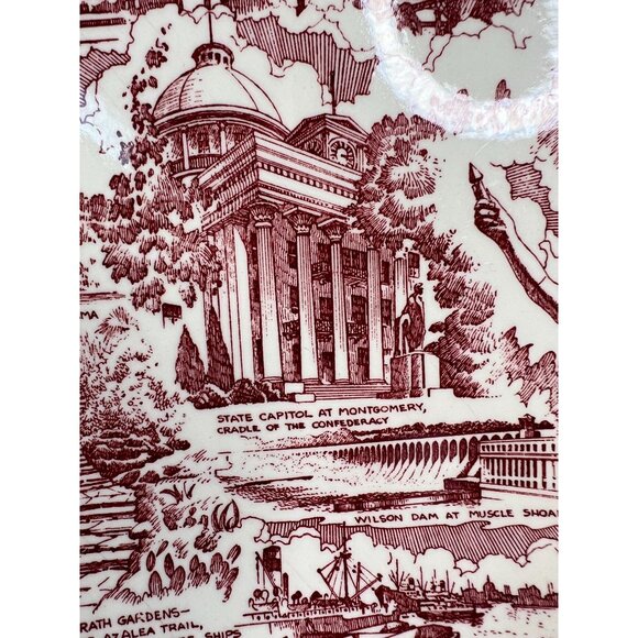 Vintage Vernon Kilns Alabama Souvenir Plate - Picture 15 of 16